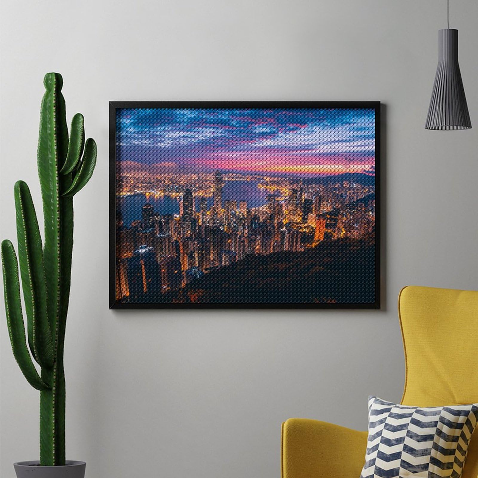 Amazon | ダイヤモンドアート キット 夕暮れの街の夜景 ダイアモンド